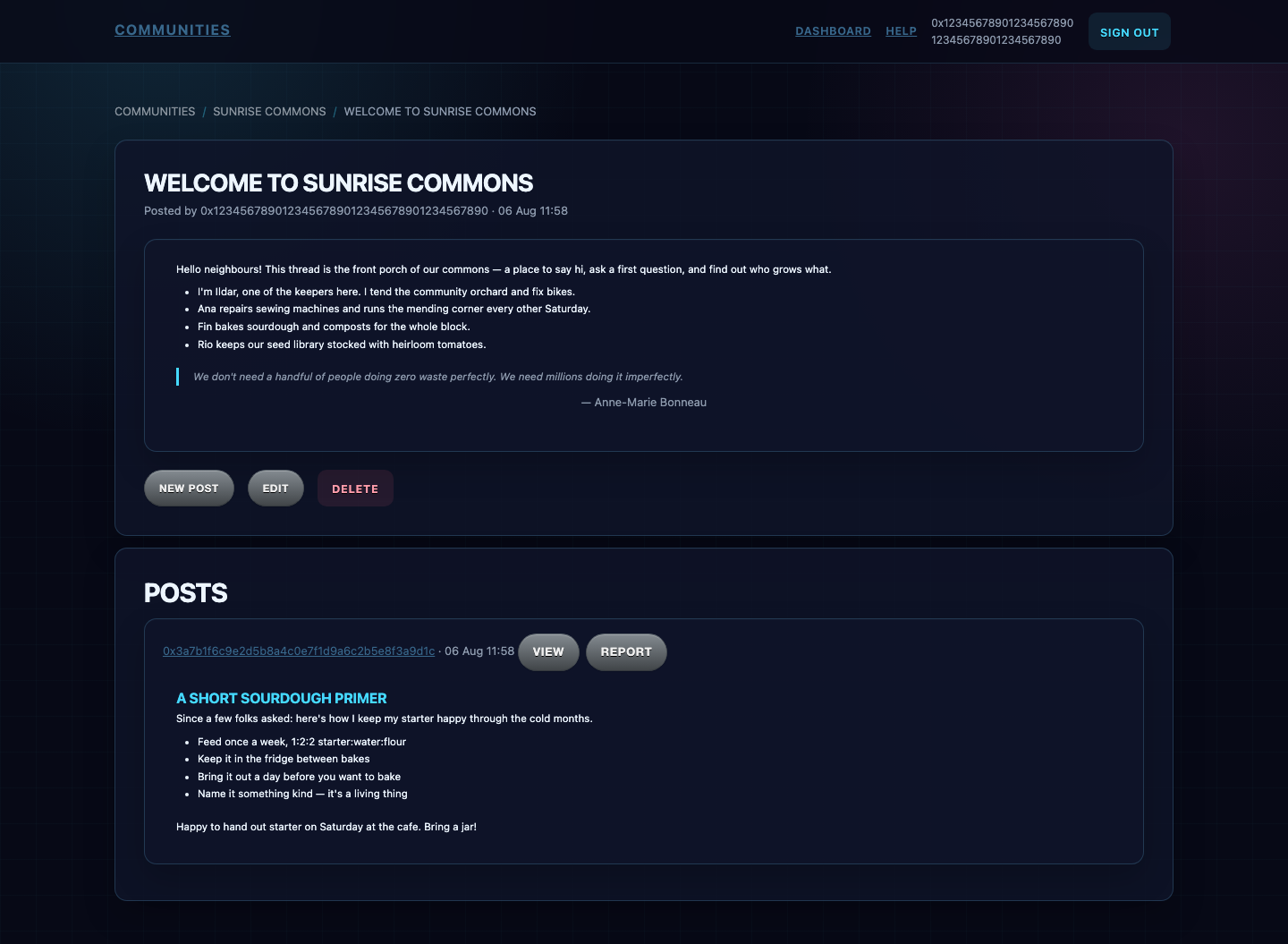 A community thread with rich posts and formatting